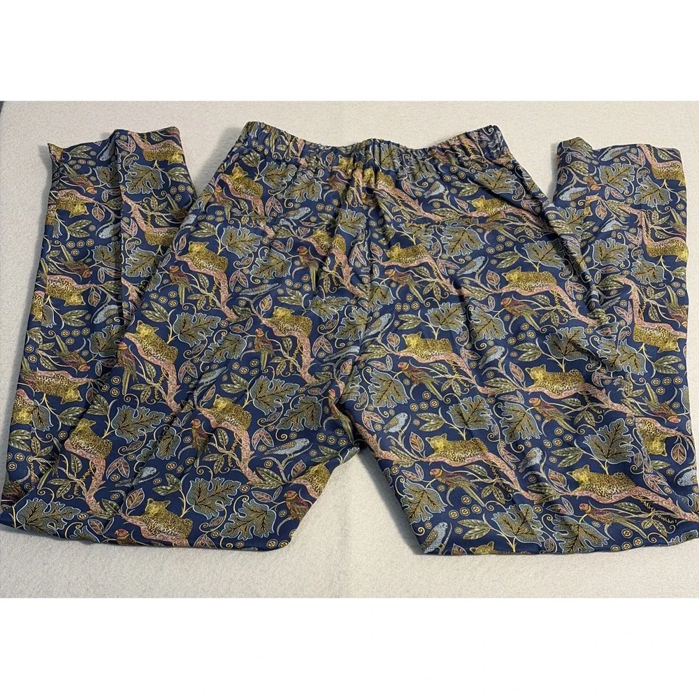 J Crew 100% Silk Full-Length Easy Pant | Botanical Cheetah Print Size 00
